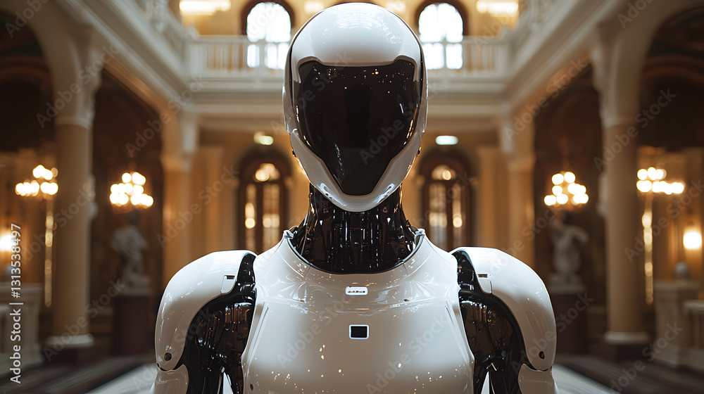 Futuristic Robot in Grand Hall Futuristic Robot in Grand Hall
