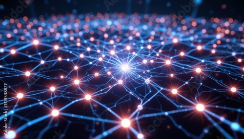 Illuminated Network of Nodes and Connections in Dark Space