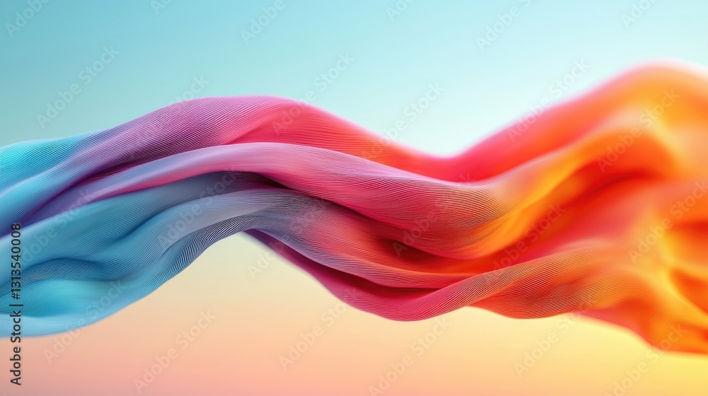 Fototapeta premium Colorful abstract wave design with soft gradients and textures.