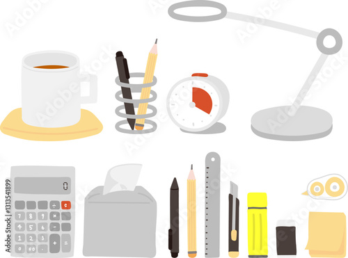 사무실 데스크 오피스 용품 일러스트 컬렉션