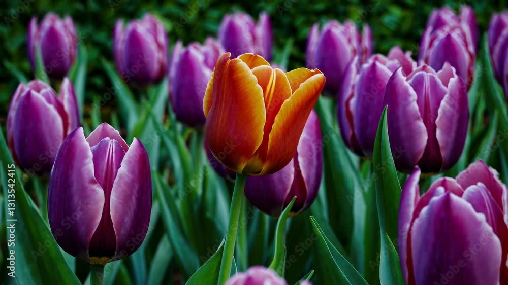 The Colorful Tulips in Bloom The Colorful Tulips in Bloom