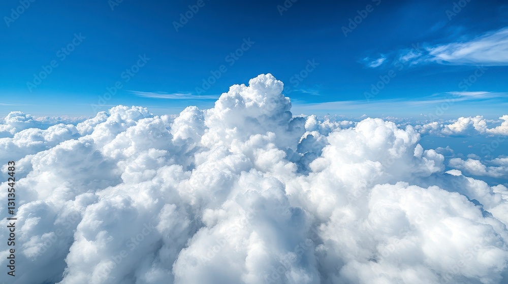 Aerial View of Fluffy White Clouds Under Bright Blue Sky Aerial View of Fluffy White Clouds Under Bright Blue Sky
