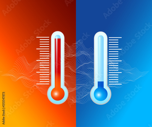 thermometer on blue and red background