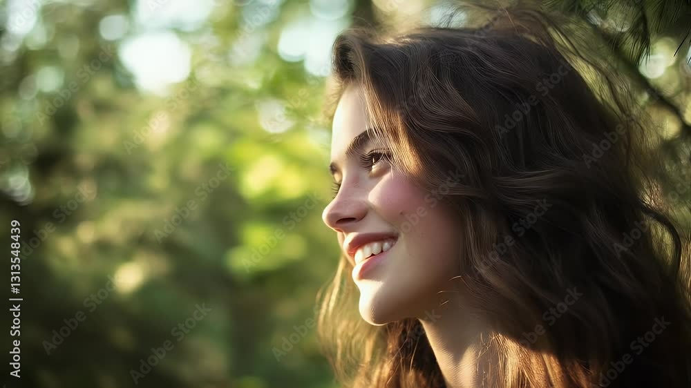 A young woman smiling in nature, enjoying sunlight and fresh air. Happiness, serenity, and beauty captured in a peaceful outdoor setting. Natural joy and positive vibes. A young woman smiling in nature, enjoying sunlight and fresh air. Happiness, serenity, and beauty captured in a peaceful outdoor setting. Natural joy and positive vibes.