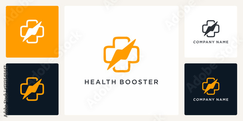 health booster logo cross design template