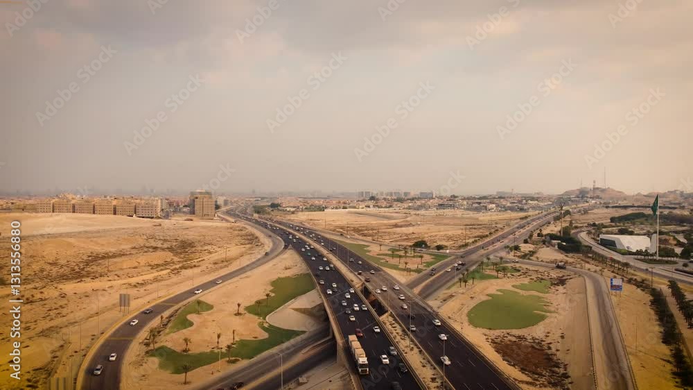 Highway next to the King Abdulaziz Center for world culture museum Highway next to the King Abdulaziz Center for world culture museum