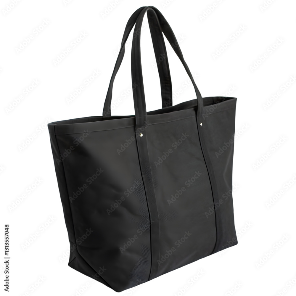 Black Tote Bag: Large Canvas Shoulder Bag isolated on transparent background Black Tote Bag: Large Canvas Shoulder Bag isolated on transparent background