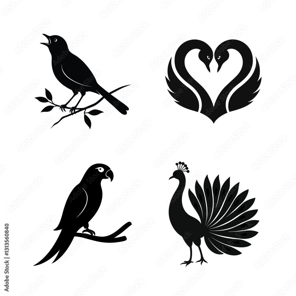 Fototapeta premium set of birds silhouette