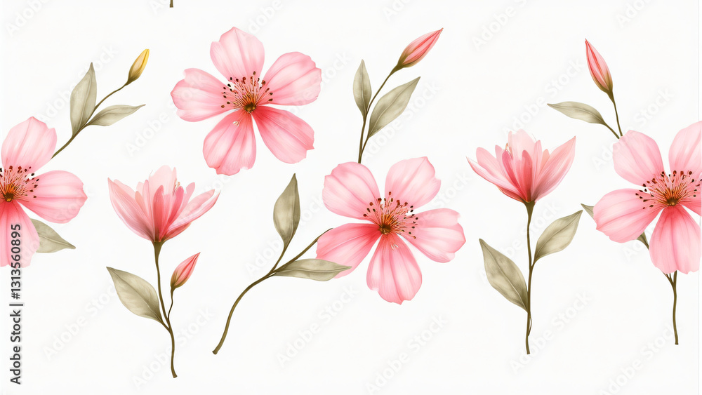 Fototapeta premium flower stye water color ,clip art ,isolated on white 
