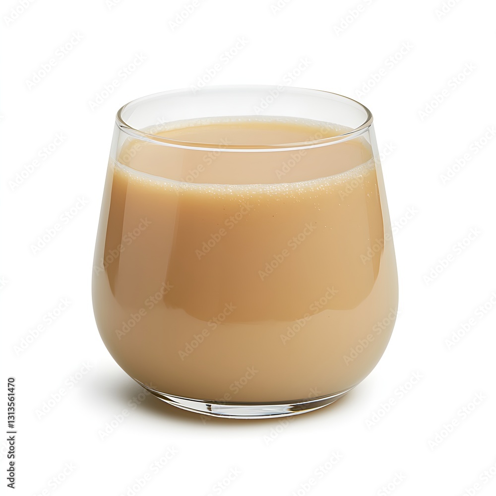 Light Brown Liquid in Clear Glass on White Background Light Brown Liquid in Clear Glass on White Background