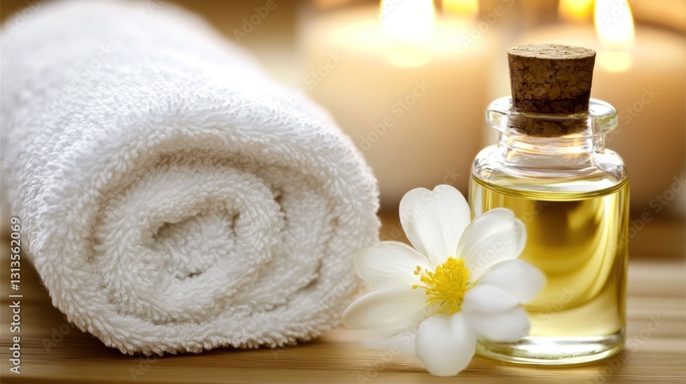 Spa Day Relaxation: Essential Oils, Candles, and Soft Towels Spa Day Relaxation: Essential Oils, Candles, and Soft Towels