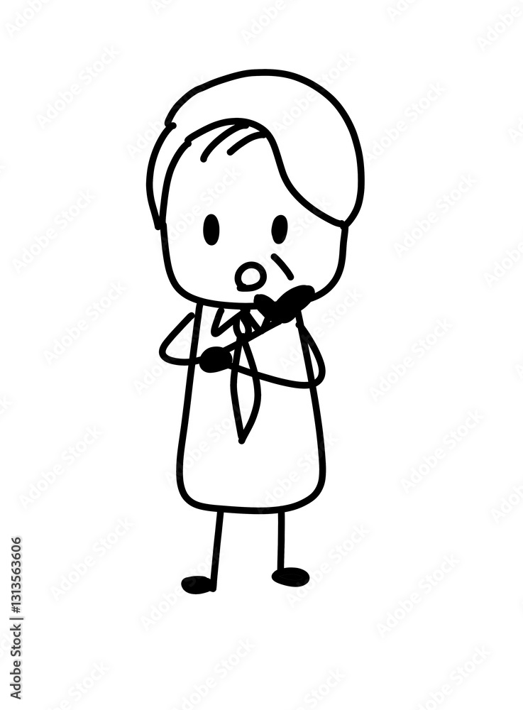 考え事をするスーツを着た男性のシンプルなイラスト 考え事をするスーツを着た男性のシンプルなイラスト