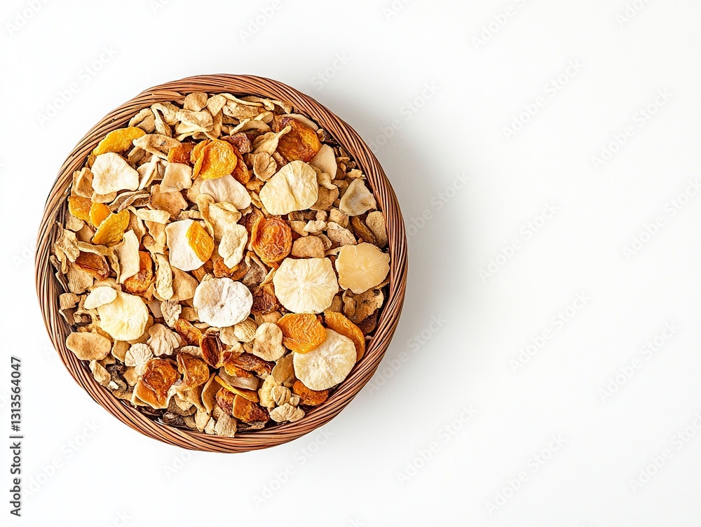 Dried fruits and nuts in a basket, isolated on a white background with copy space, top view. Asian food concept. Flat lay. Stock photo contest winner, stock photo, photography, high resolution, Dried fruits and nuts in a basket, isolated on a white background with copy space, top view. Asian food concept. Flat lay. Stock photo contest winner, stock photo, photography, high resolution,