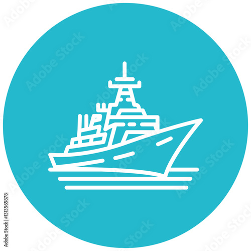 Naval Destroyer Vector Icon