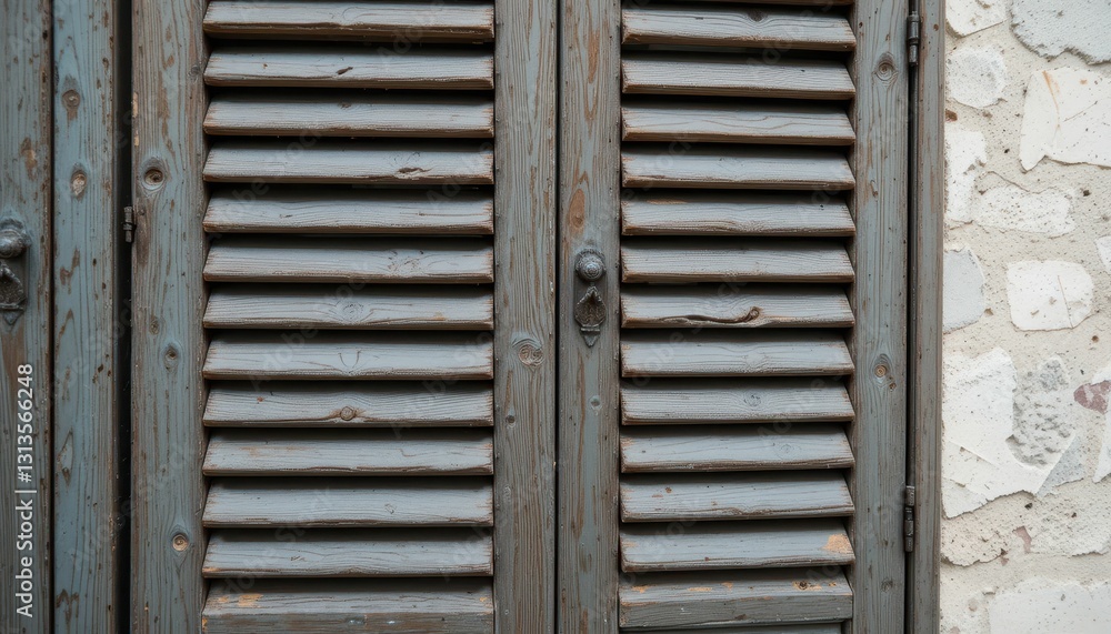 Rustic Wooden Shutter Doors with Weathered Texture and Charm Rustic Wooden Shutter Doors with Weathered Texture and Charm