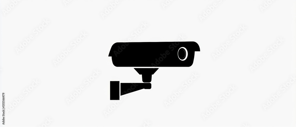 Simple Black Silhouette of Security Camera on White Background, Ideal for Surveillance, Security, and Protection Themes in Stock Photography. Simple Black Silhouette of Security Camera on White Background, Ideal for Surveillance, Security, and Protection Themes in Stock Photography.