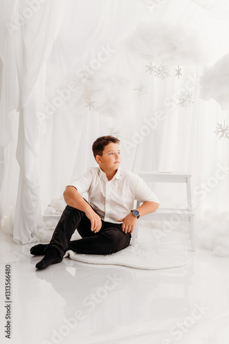 11 year old preteen boy at Christmas