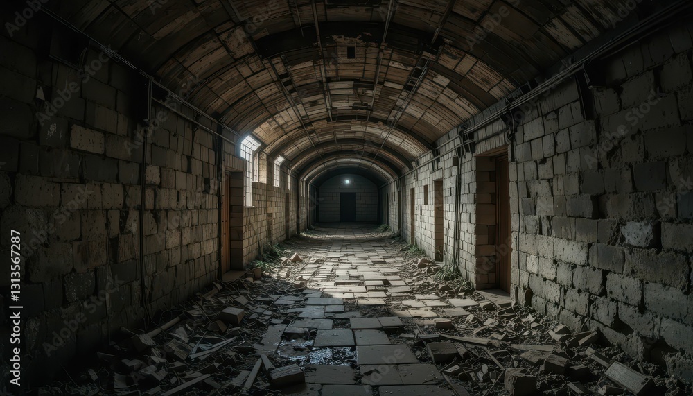 Abandoned Insane Asylum Corridor with Crumbling Walls and Floor Abandoned Insane Asylum Corridor with Crumbling Walls and Floor