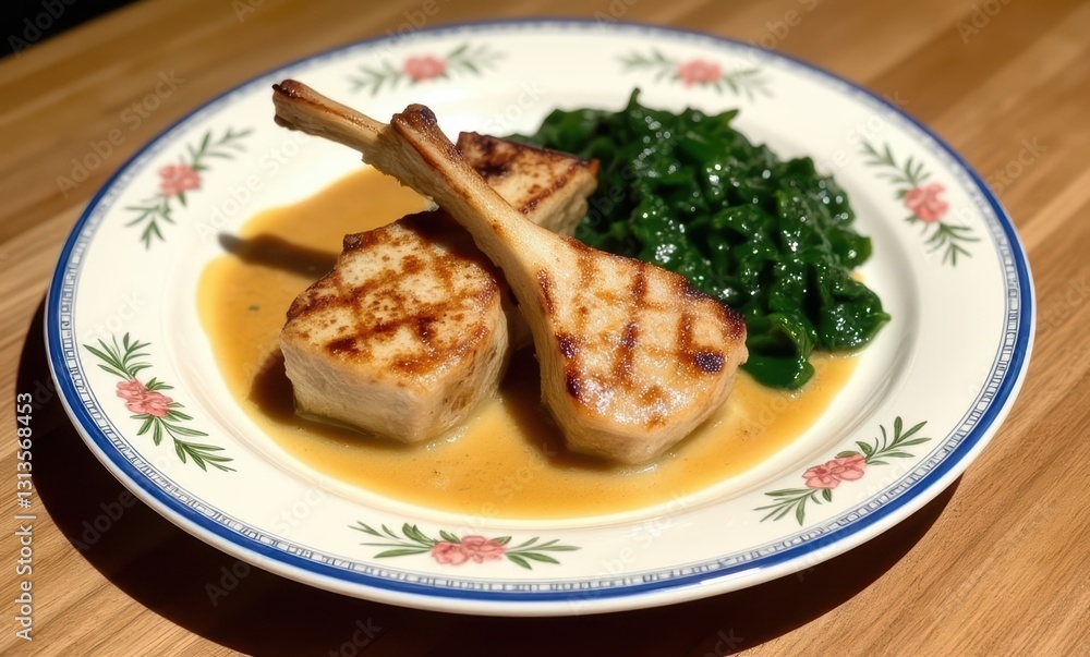Grilled lamb chops with spinach Grilled lamb chops with spinach