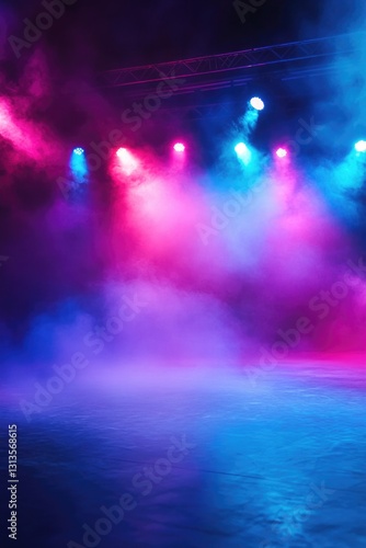 Wallpaper Mural An intense, colorful stage set with a sound system and lighting for live performances. The fog creates an immersive atmosphere. Torontodigital.ca