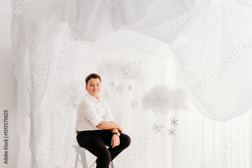 11 year old preteen boy at Christmas