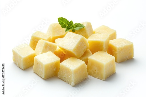 Six cubes of organic clarified butter (ghee), ready to be melted for cooking or as a sweet dessert topping. photo