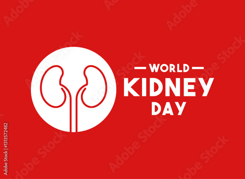 World Kidney Day. March. Red background. Flat design vector. Banner, card, background.