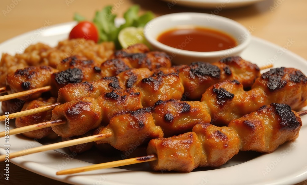 Grilled chicken skewers with sauce Grilled chicken skewers with sauce