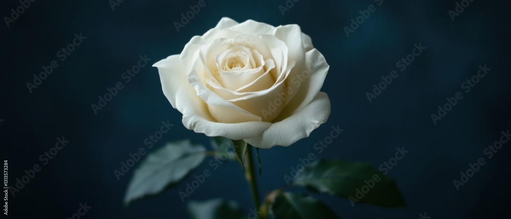Elegant White Rose on Dark Background with Soft Focus and Natural Textures Perfect for Celebrating Love and Purity in Floral Arrangements Elegant White Rose on Dark Background with Soft Focus and Natural Textures Perfect for Celebrating Love and Purity in Floral Arrangements