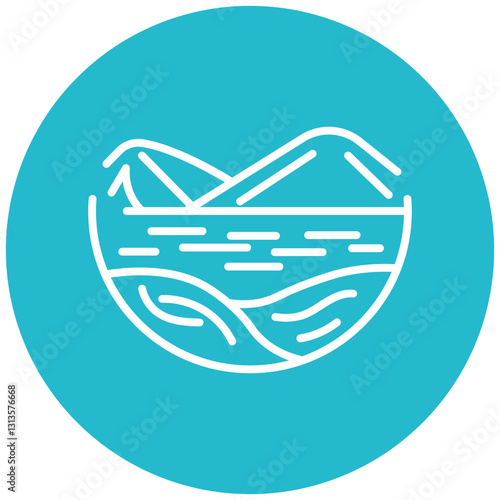 Water Reservoir Landscape Vector Icon
