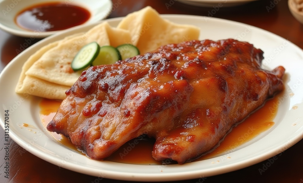 Delicious glazed BBQ pork dish Delicious glazed BBQ pork dish