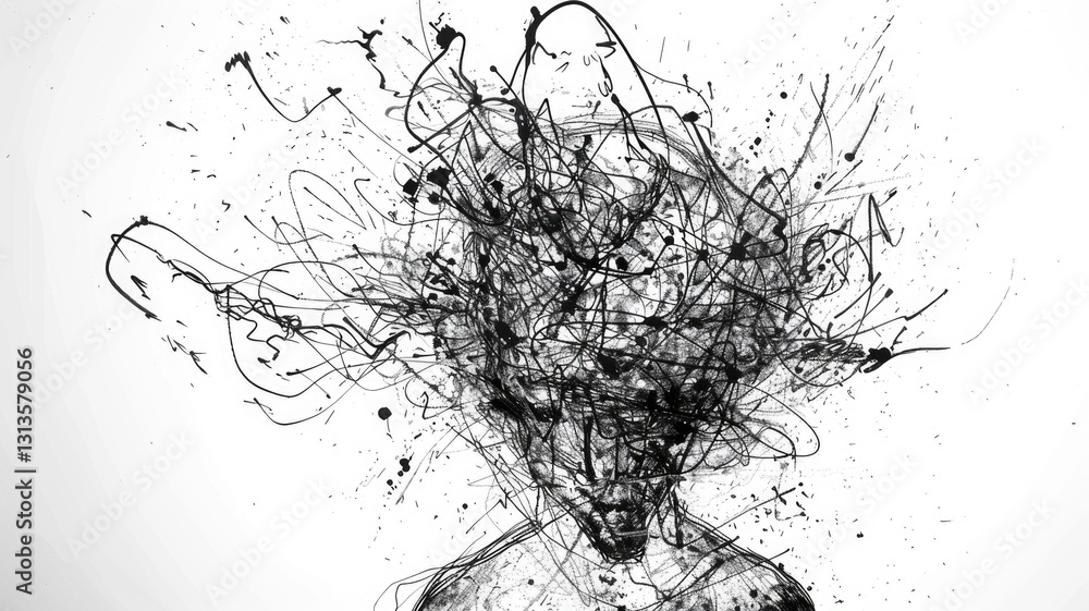Abstract style picture of exploding particle scatter around express emotional state of human mind. Burst effect of dust represent psychological meaning convey sense of sadness and suffering. AIG53. Abstract style picture of exploding particle scatter around express emotional state of human mind. Burst effect of dust represent psychological meaning convey sense of sadness and suffering. AIG53.