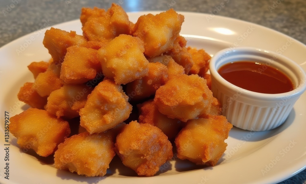 Savory fried snack with dipping sauce Savory fried snack with dipping sauce