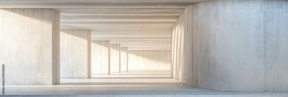 Light and Shadow Play in a Modern Architectural Space with Concrete Columns and Open Aisles Light and Shadow Play in a Modern Architectural Space with Concrete Columns and Open Aisles