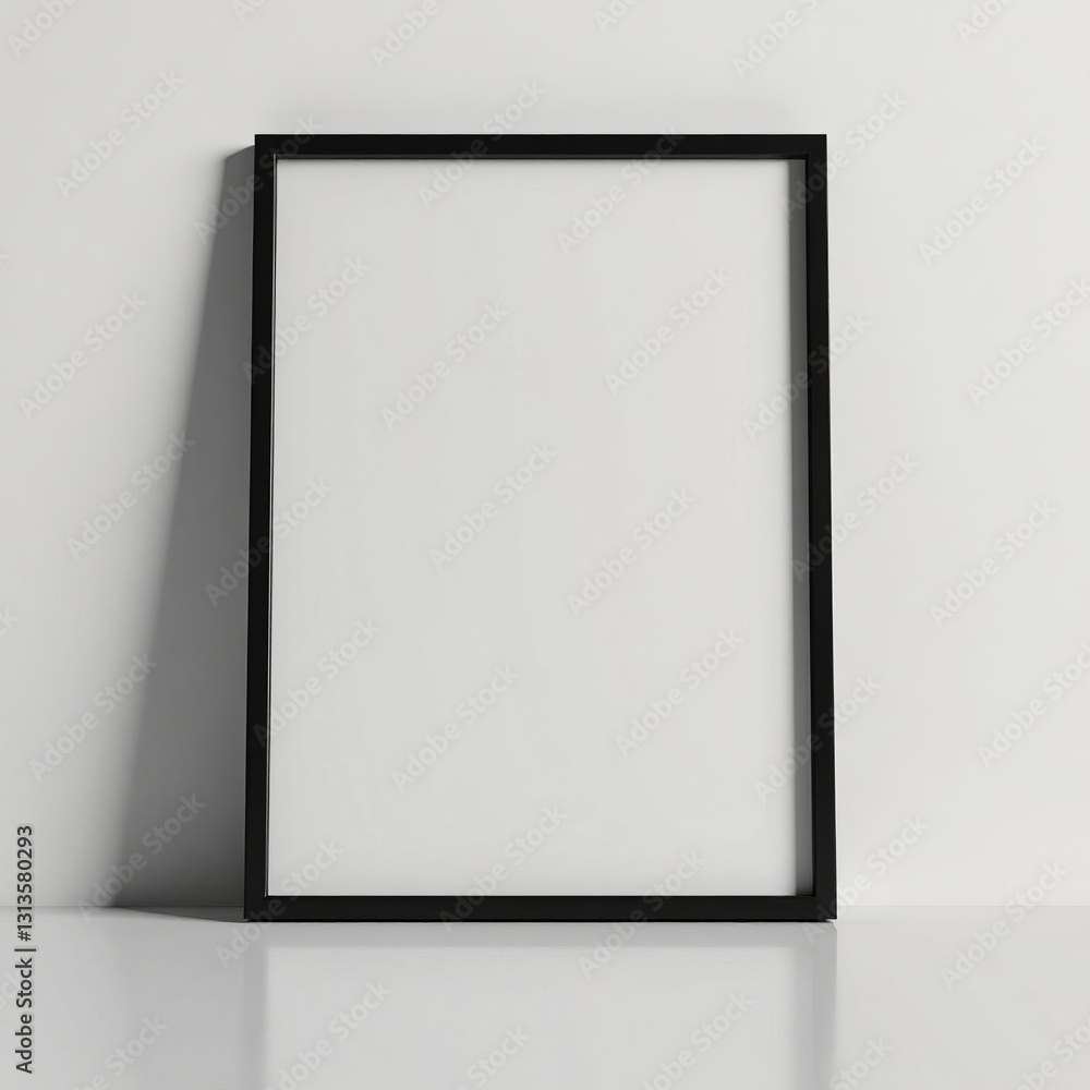 Minimalist black frame mockup for print artwork presentation, modern, decoration Minimalist black frame mockup for print artwork presentation, modern, decoration