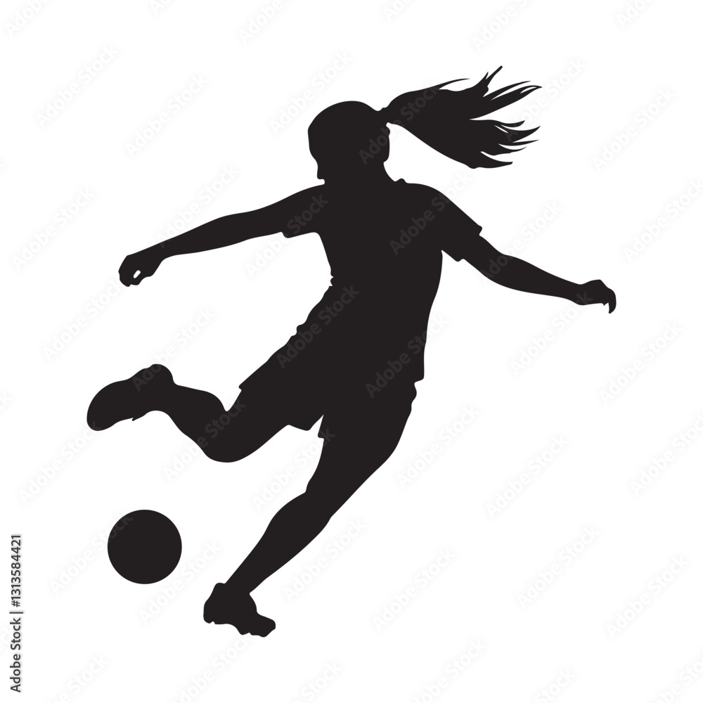 Obraz premium Female Volleyball Player Silhouette – Ball Setting Action Vector Illustration