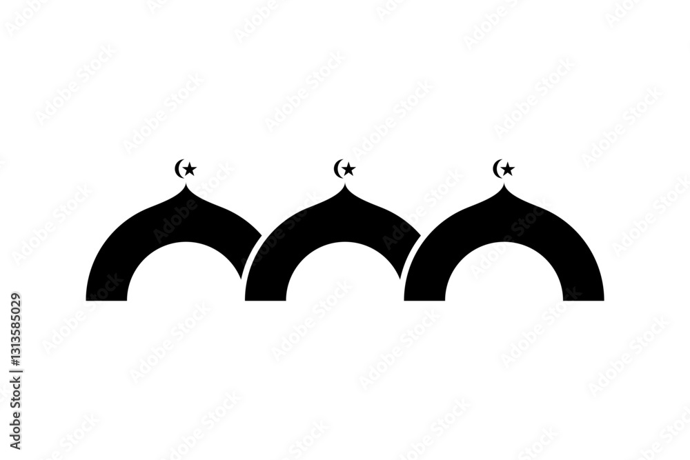 Fototapeta premium Mosque Dome Black Color Icon Design 