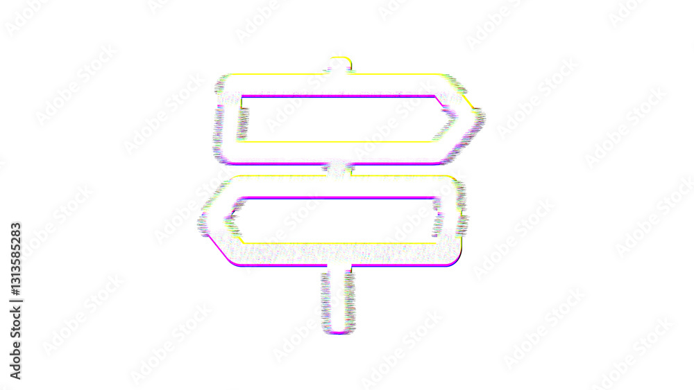 Icon signpost is distorted. Glitch. Noise, chromatic aberration, geometric distortion Icon signpost is distorted. Glitch. Noise, chromatic aberration, geometric distortion