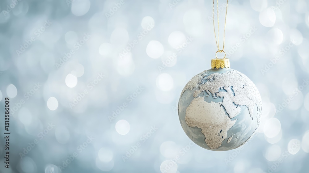 Obraz premium **Silver and Gold Christmas Globe Ornament Map Ball**