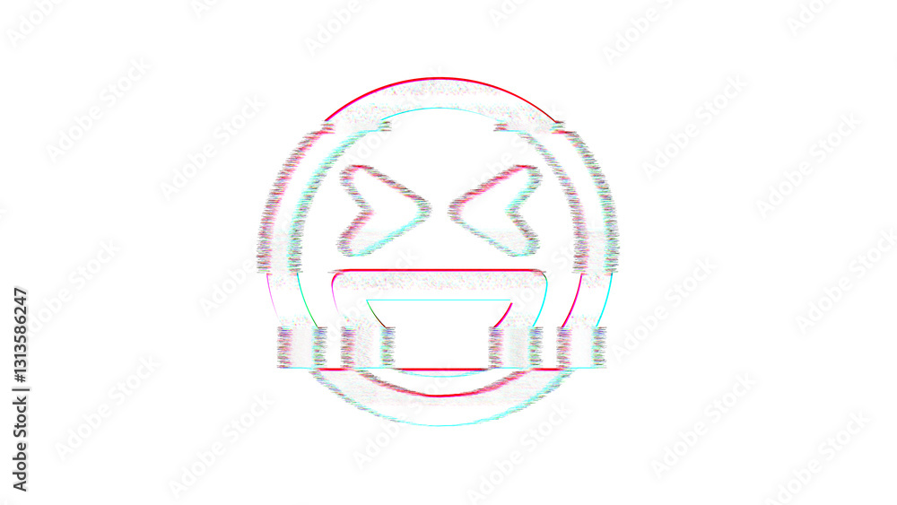Icon laugh squint is distorted. Glitch. Noise, chromatic aberration, geometric distortion Icon laugh squint is distorted. Glitch. Noise, chromatic aberration, geometric distortion