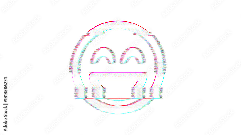 Icon laugh beam is distorted. Glitch. Noise, chromatic aberration, geometric distortion Icon laugh beam is distorted. Glitch. Noise, chromatic aberration, geometric distortion