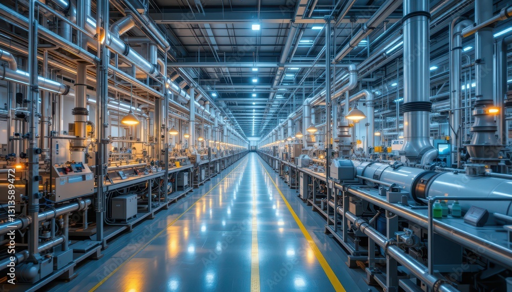 Industrial Factory Interior With Modern Equipment and Lighting Industrial Factory Interior With Modern Equipment and Lighting