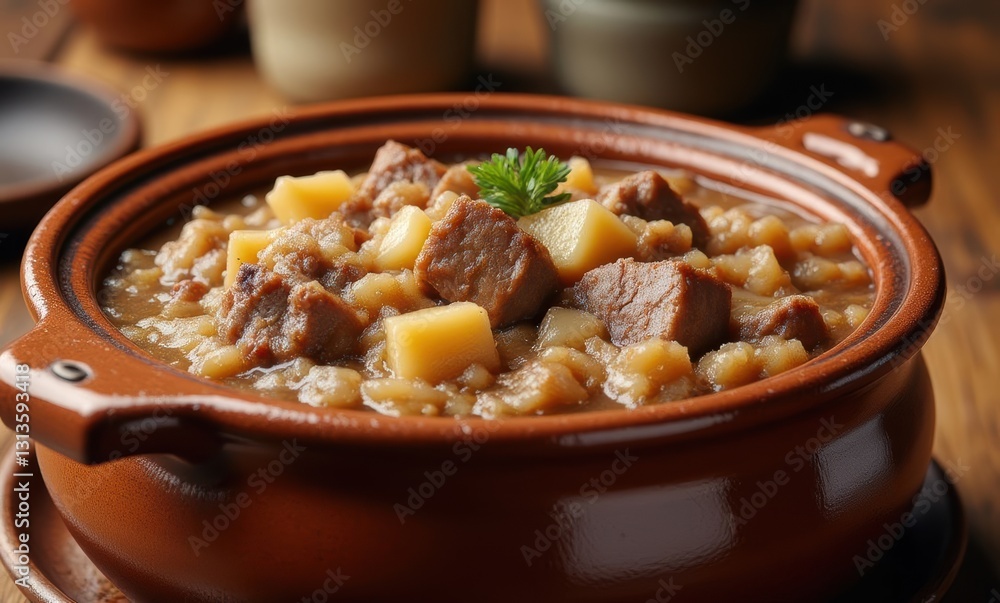 Hearty beef stew in a pot Hearty beef stew in a pot
