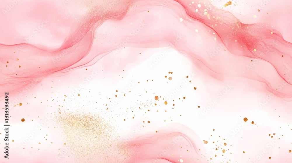 Fototapeta premium Elegant Pink and Gold Alcohol Ink Abstract Background