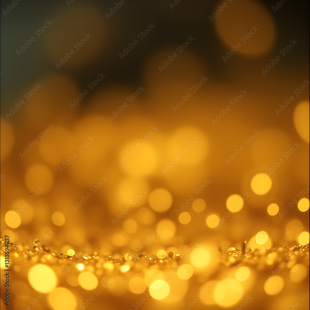 Abstract background. Extreme close-up of golden glitter particles shimmering in soft focus, creating a dreamy, festive atmosphere. The image captures the elegance and sparkle of glitter Abstract background. Extreme close-up of golden glitter particles shimmering in soft focus, creating a dreamy, festive atmosphere. The image captures the elegance and sparkle of glitter