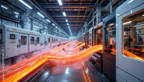 Wallpaper Mural Industrial Space with Flowing Light and Modern Machinery Torontodigital.ca