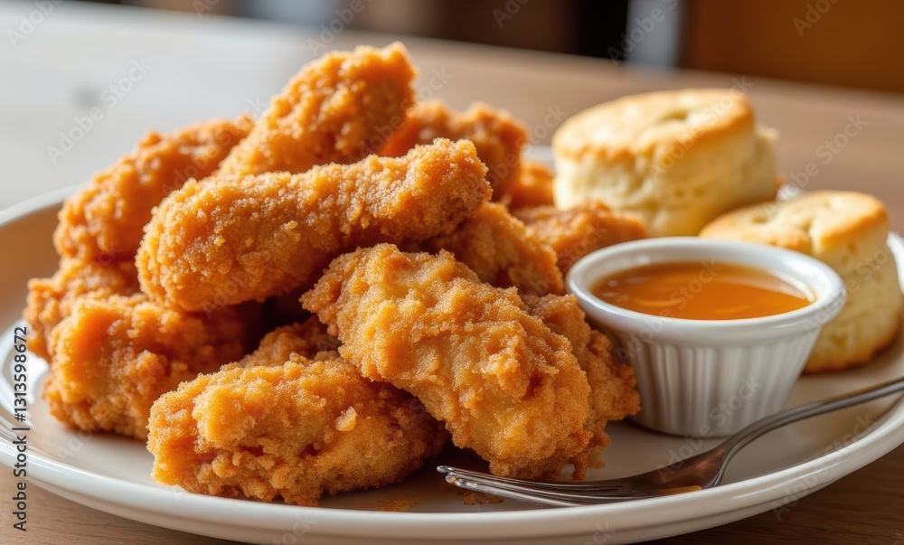 Crispy fried chicken and biscuits Crispy fried chicken and biscuits