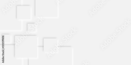 Abstract white rectangle shape geometric line background. abstract seamless modern white and gray color technology concept geometric rectangle vector background neomorphism style poster  banner design