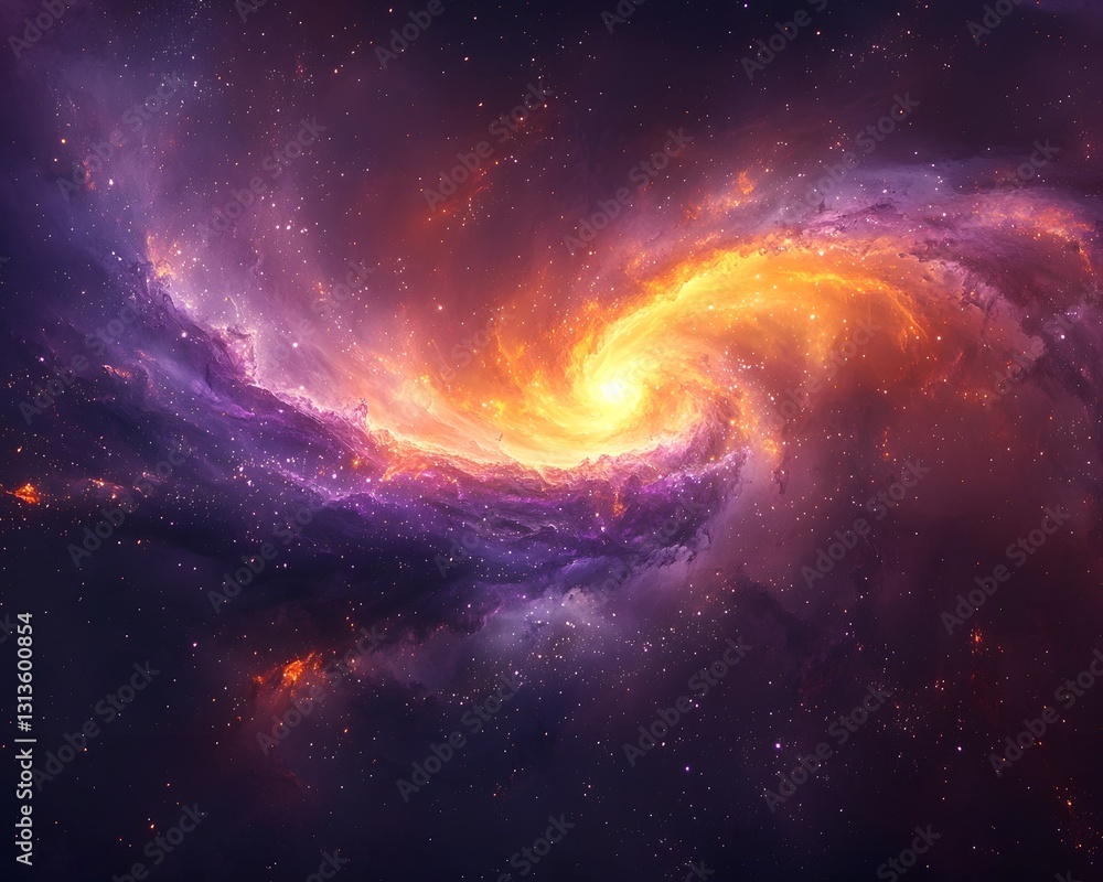 Obraz premium Mesmerizing Cosmic Vortex Nebula with Vibrant Glowing Particles in the Universe