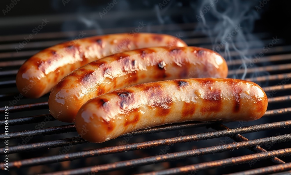 Grilled sausages on barbecue grill Grilled sausages on barbecue grill